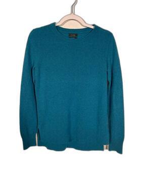 HALOGEN WOMENS BLUE TEAL 100% CASHMERE CREWNECK SWEATER SMALL